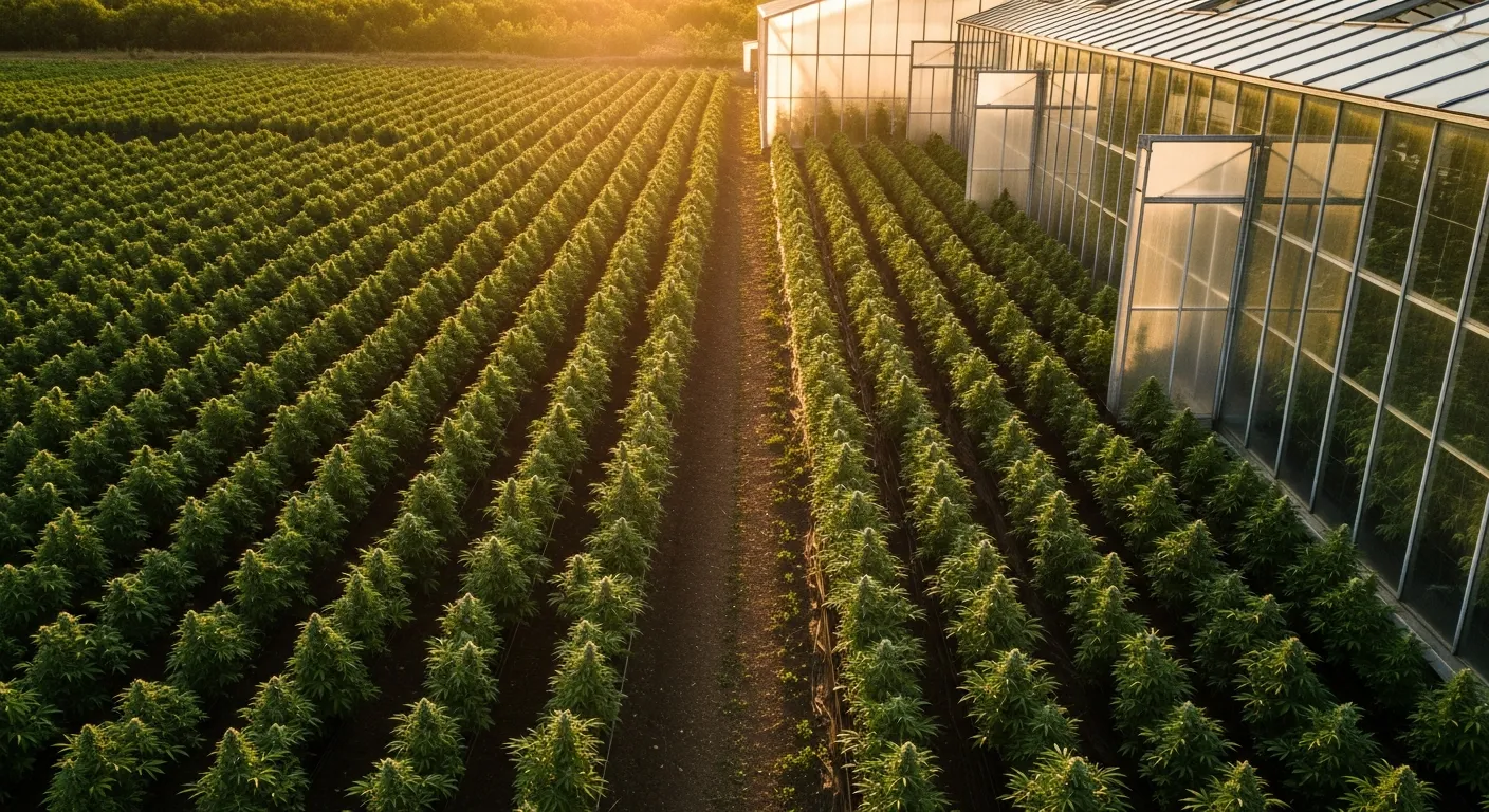 Comparaison visuelle des méthodes de culture outdoor et greenhouse pour fleurs CBD